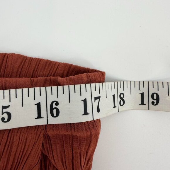 Jules & Leopold Brown tan crinkle crepe flare drawstring pants Large - Picture 3 of 5